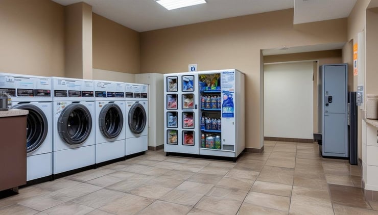 Self service laundry vending machines in an apartment complex common area-1