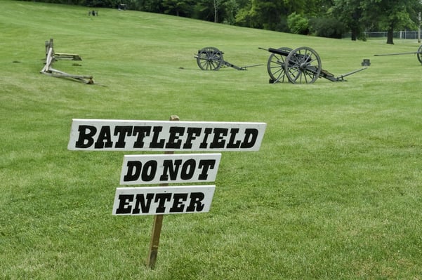 Battlefield sign at reenactment of American Civil War (1861-1865), Lombard, Illinois.jpeg