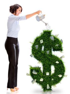 Business woman watering money plant - isolated over a white background.jpeg